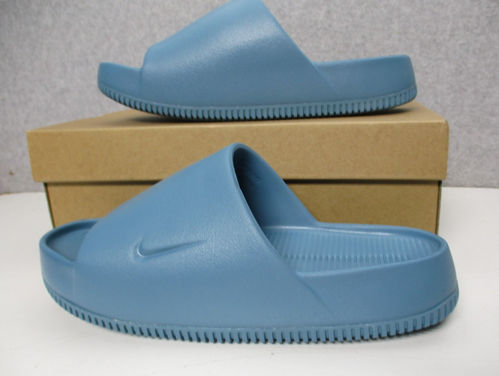 Nike Calm Slides Sandals Mules Smokey Blue Mens Sz 9 Womens Sz 10